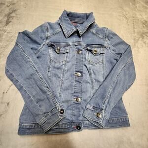 Wrangler Authentics Jacket Womens S? Blue Denim Jean Trucker Western‎ Casual